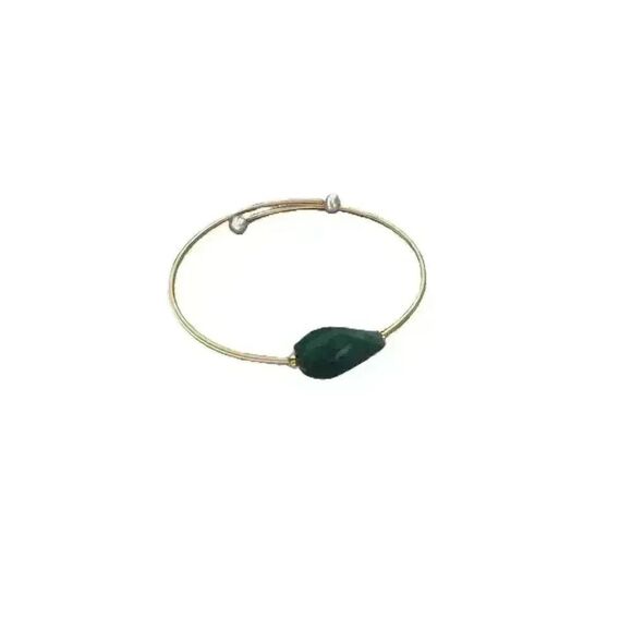 Green Jasper Bangle Bracelet With Freshwater Pearls - Picture 3 of 4